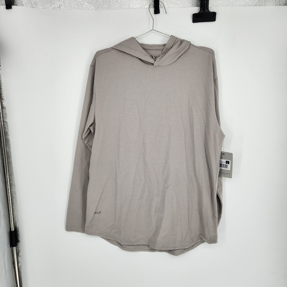 NWT BYLT Men's Large Storm grey Hooded Drop Cut Long Sleeve Hoodie